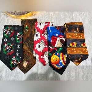 Men’s Tie Lot Cartoons Disney Looney Tunes Toons Christmas 5